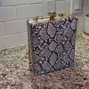 Black & White Faux Python Purse